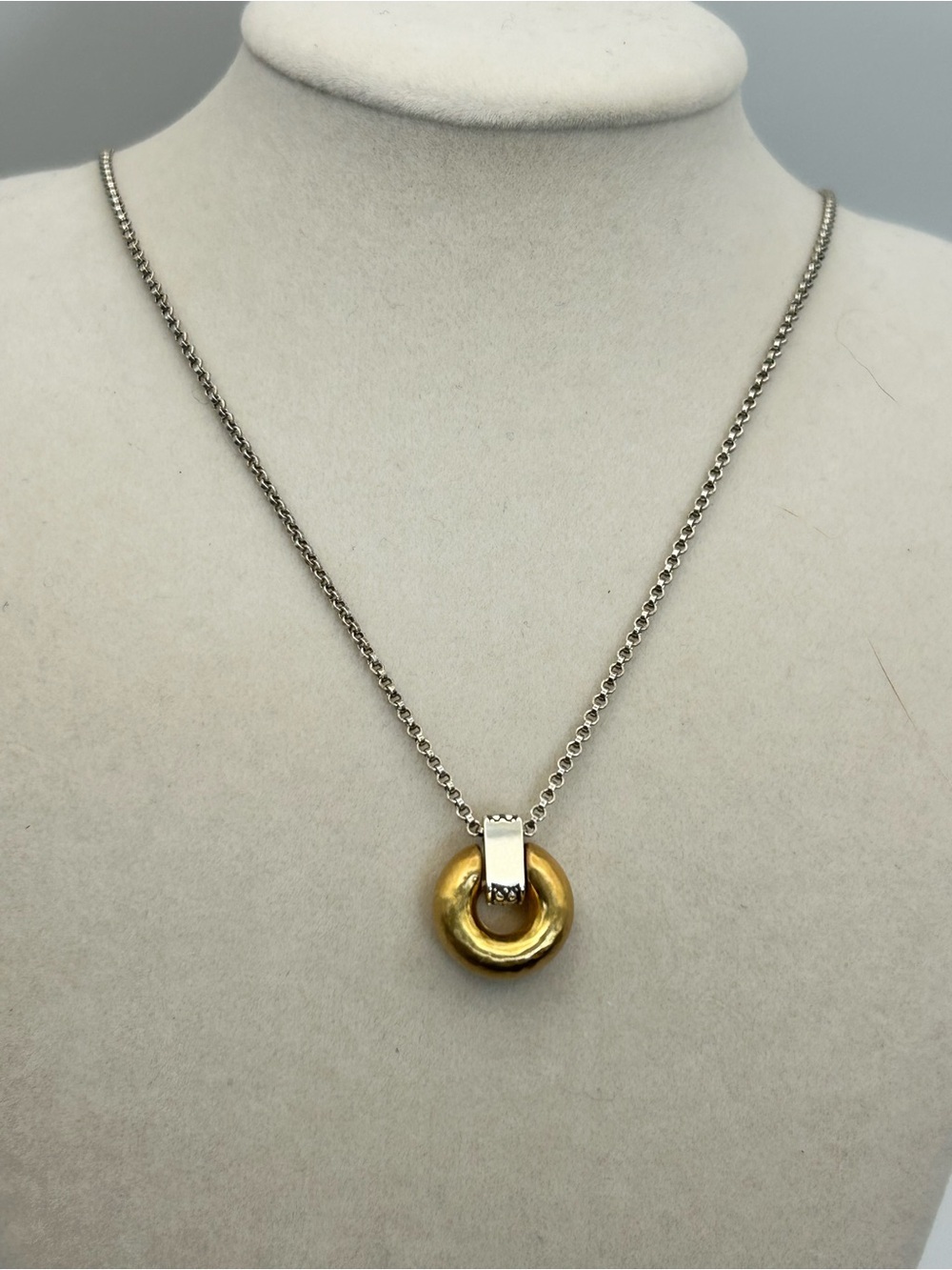 Brighton Meridian Geo Mini Pendant Necklace 18" Two-tone Gold Silver Plated - Picture 2 of 11